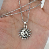 Sterling Silver Moon and Sun Necklace, Moon Necklace, Sunshine Necklace, Necklaces