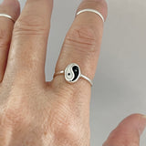 Sterling Silver Small Oval Yin and Yang Ring, Yoga Ring, Boho Ring, Silver Ring