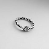 Sterling Silver Small Claddagh Ring with Rope Band, Dainty Ring, Friendship Ring, Silver Ring