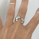 Sterling Sterling Kissing Elephant Ring, Silver Rings, Elephant Ring