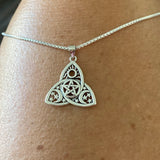 Sterling Silver Triquetra Pentagram Necklace, Silver Chain, Triquetra Necklaces, Moon and Star Chains