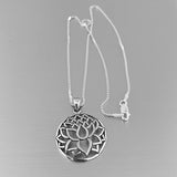 Sterling Silver Large Silhouette Lotus Necklace, Silver Necklace, Flower Necklace, Boho Necklace