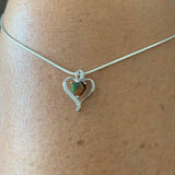 Sterling Silver Black Lab Opal CZ Heart Necklace, Silver Chain, Love Necklaces