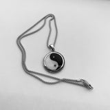 Sterling Silver Large Yin and Yang Necklace, Silver Chain, Yoga Necklaces, Religious Chains