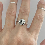 Sterling Silver Yin and Yang Ring, Yoga Ring, Boho Ring, Silver Ring