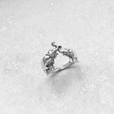 Sterling Sterling Kissing Elephant Ring, Silver Rings, Elephant Ring