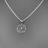 Sterling Silver Religious All Seeing Eye Box Chain Necklace