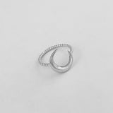Sterling Silver Crescent Moon Ring with Rope Band, Silver Ring, Boho Ring, Moon Ring