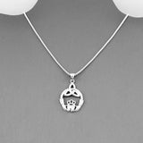 Sterling Silver Large Irish Claddagh Necklace with Triquetra, Silver Chain, Friendship, Celtic Chains