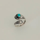 Sterling Silver Spoon Style Ring with Synthetic Turquoise, Spoon Ring, Silver Rings