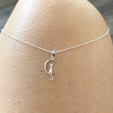 Sterling Silver Dainty Cat on Moon Necklace, Kitty Chain, Animal Necklaces, Pet Cats