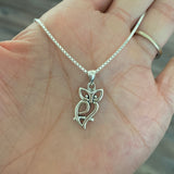 Sterling Silver Cut Out Owl Necklace, Silver Chain, Bird Necklaces, Spirit Birds