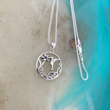 Sterling Silver Flower and Hummingbird Necklace, Silver Chain, Spirit Birds, Animal Necklaces