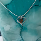 Sterling Silver Black Lab Opal CZ Heart Necklace, Silver Chain, Love Necklaces