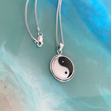 Sterling Silver Large Yin and Yang Necklace, Silver Chain, Yoga Necklaces, Religious Chains