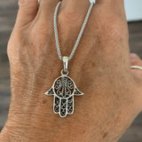 Sterling Silver Hand of God Necklace, Silver Chain, Hamsa Necklaces, Hand of Fatima