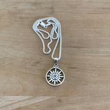 Sterling Silver Sun and Compass Necklace, Silver Chain, Sun Necklace, Map Chains