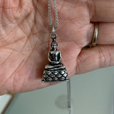 Sterling Silver Buddha Necklace, Silver Chain, Yoga Necklaces, Religious Chains