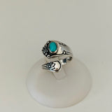 Sterling Silver Spoon Style Ring with Synthetic Turquoise, Spoon Ring, Silver Rings