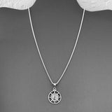 Sterling Silver Sun and Compass Necklace, Silver Chain, Sun Necklace, Map Chains