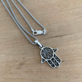 Sterling Silver Hand of God Necklace, Silver Chain, Hamsa Necklaces, Hand of Fatima
