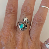 Sterling Silver Spoon Style Ring with Synthetic Turquoise, Spoon Ring, Silver Rings