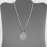Sterling Silver Large Lotus OM Necklace, Silver Necklace, Lotus Necklace, Flower Necklace