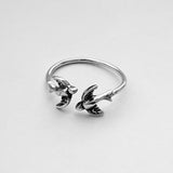 Sterling Silver Flying Sparrows Ring, Bird Ring, Spirit Bird Ring, Silver Ring, Religious Ring