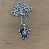 Sterling Silver Filigree Ganesha Elephant Necklace, Silver Necklace, Boho Necklace, Animal Necklace