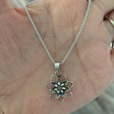 Sterling Silver Blooming Lotus Necklace, Silver Chain, Flower Necklaces, Yoga Chains
