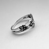 Sterling Silver Flower and Hummingbird Ring, Bird Rings, Spirit Animal Jewelry