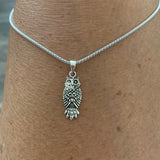 Sterling Silver Small Owl Necklace, Silver Chain, Bird Necklaces, Religious Chains