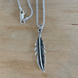 Sterling Silver Feather Necklace, Silver Chain, Angels Wing Necklaces, Bird Chains