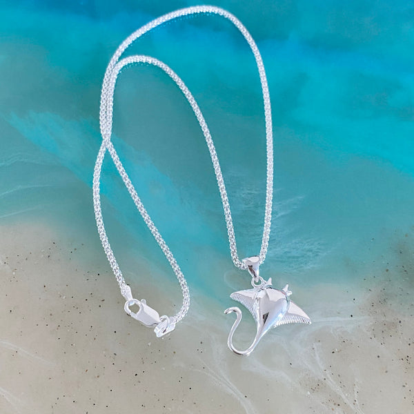 Sterling Silver Stingray Necklace, Silver Necklaces, Ocean Necklace