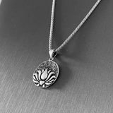 Sterling Silver Lotus Necklace, Silver Chain, Flower Necklaces, Yoga Chains