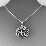 Sterling Silver Large Silhouette Lotus Necklace, Silver Necklace, Flower Necklace, Boho Necklace