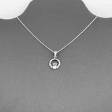 Sterling Silver Small Claddagh Necklace, Silver Chain, Heart Necklaces, Crown, Hands