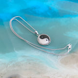 Sterling Silver Large Yin and Yang Necklace, Silver Chain, Yoga Necklaces, Religious Chains