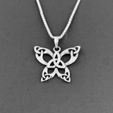 Sterling Silver Triquetra Celtic Butterfly Necklace, Silver Chain, Bug Necklaces