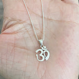 Sterling Silver Small OM Necklace, Silver Necklace, Boho Necklace, Yoga Necklace