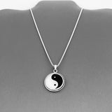 Sterling Silver Large Yin and Yang Necklace, Silver Chain, Yoga Necklaces, Religious Chains