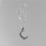 Sterling Silver Heart Crescent Moon Necklace, Silver Chain, Celestial Necklaces, Hearts