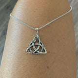Sterling Silver Triquetra and Snake Necklace, Silver Chain, Celtic Necklaces, Animal Chains