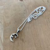 Sterling Silver Small Moon Face and Star Necklace, Silver Chain, Celestial Necklaces, Stars
