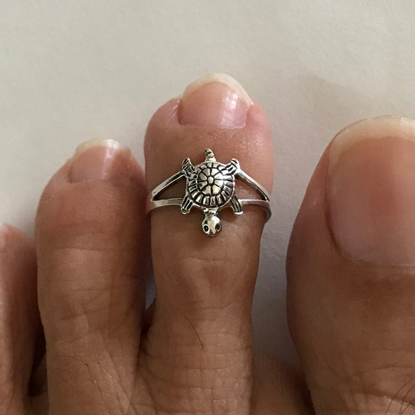 Silver Toe Rings For Women Minimal Tortoise Ring, Sterling Silver