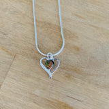 Sterling Silver Black Lab Opal CZ Heart Necklace, Silver Chain, Love Necklaces