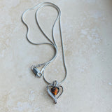Sterling Silver Black Lab Opal CZ Heart Necklace, Silver Chain, Love Necklaces
