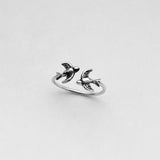 Sterling Silver Flying Sparrows Ring, Bird Ring, Spirit Bird Ring, Silver Ring, Religious Ring