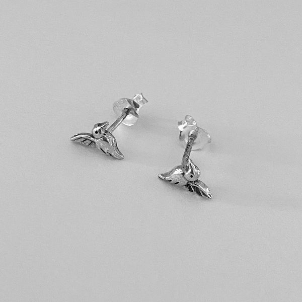 Sterling Silver Tiny Hummingbird Earring, Silver Earring, Stud Earring, Spirit Animal Earrings