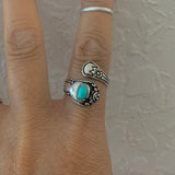 Sterling Silver Spoon Style Ring with Synthetic Turquoise, Spoon Ring, Silver Rings